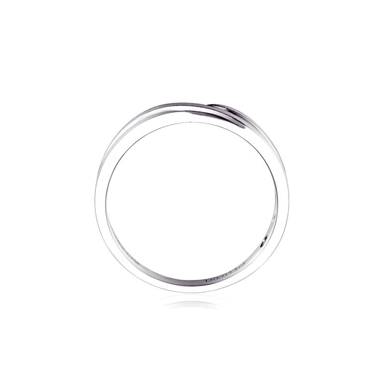 Alliance homme or blanc stylé en diagonale. Diamant clos | Bhalcan - 6