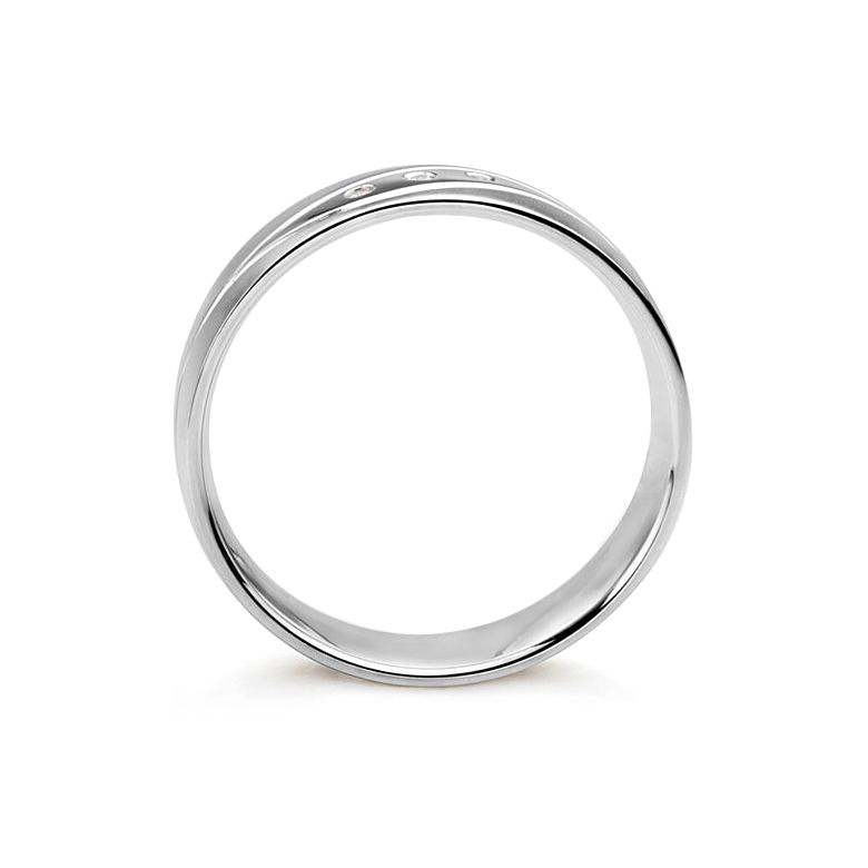 Alliance Homme lignes enchevêtrées - Or blanc, diamants - 4