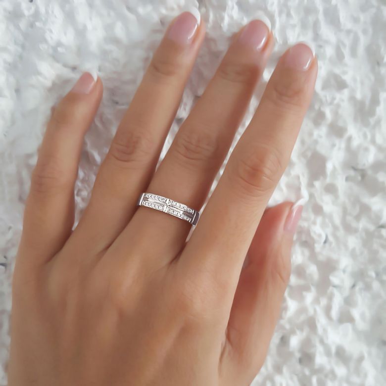 Alliances Couple -Platine - Diamants - 4