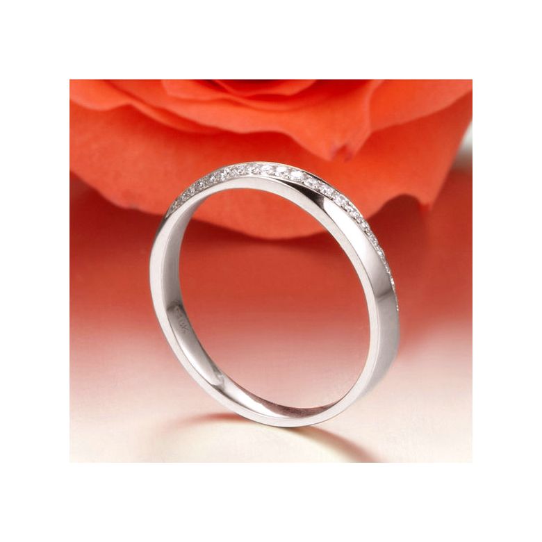 Alliance Femme platine, diamants. Ondulation - 5