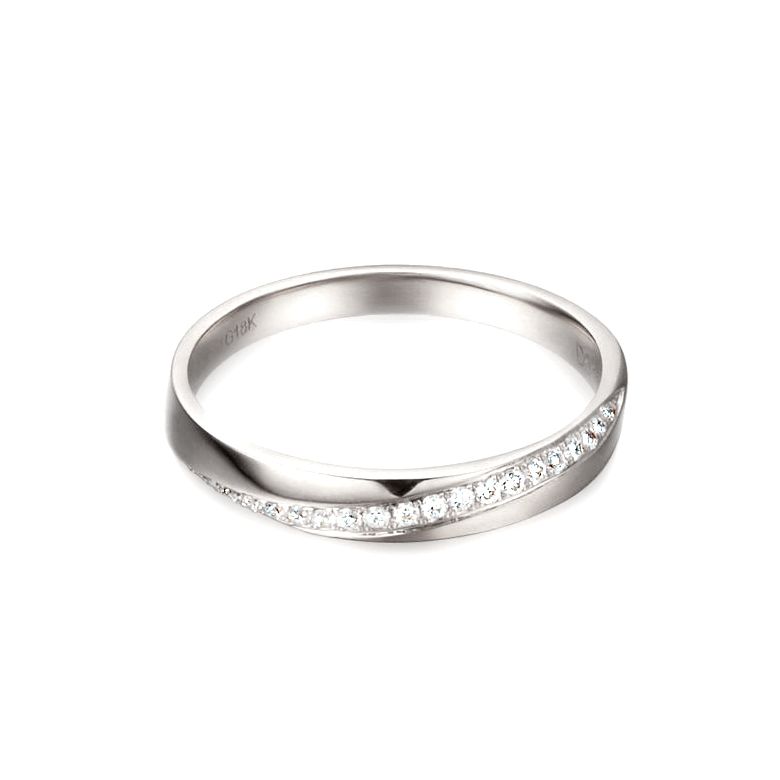 Alliance Femme platine, diamants. Ondulation - 6