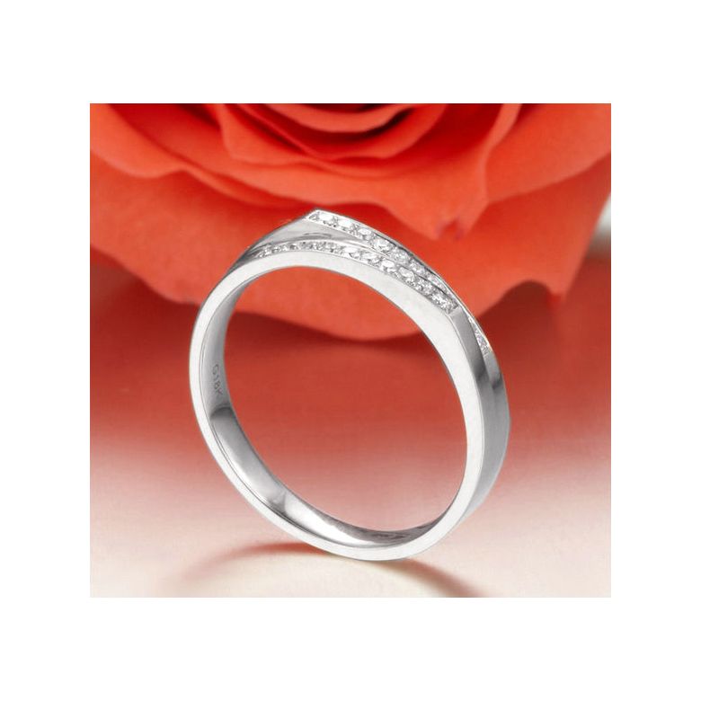 Alliance mariage 2 anneaux en 1. Femme moderne Or blanc - 3