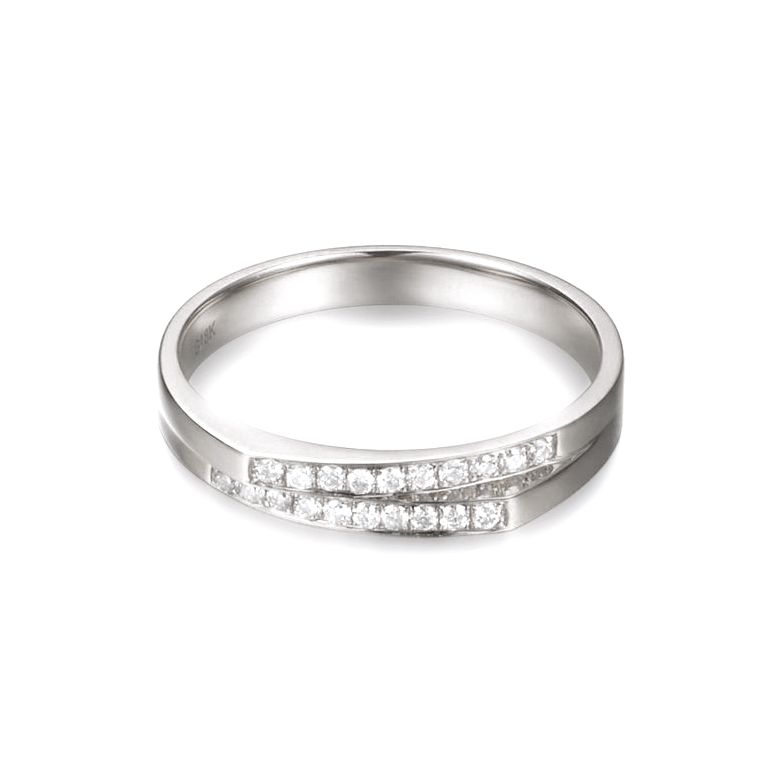 Alliance mariage 2 anneaux en 1. Femme moderne Or blanc - 4