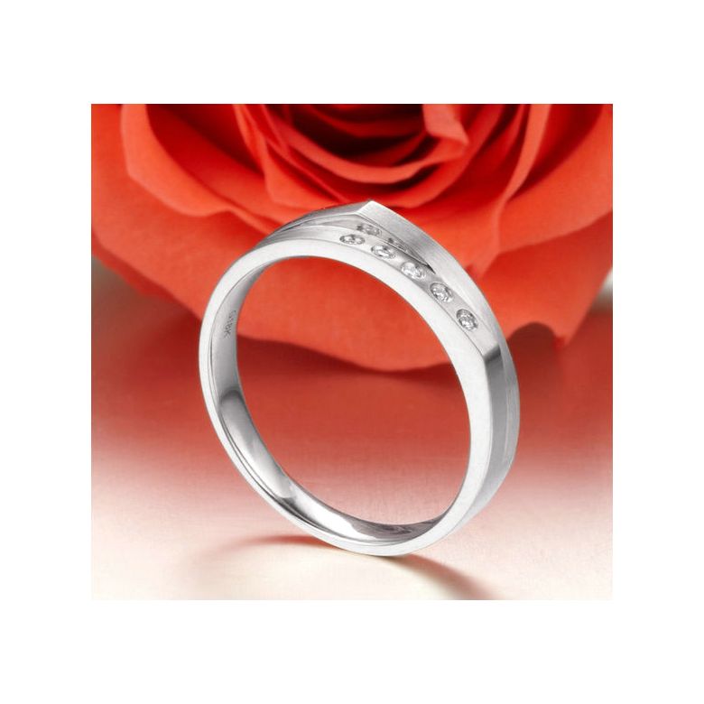 Alliance mariage 2 anneaux en 1. Homme moderne Or blanc - 3