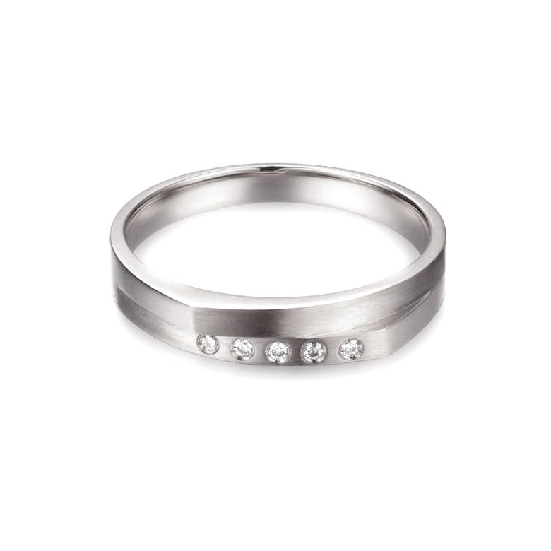 Alliance mariage 2 anneaux en 1. Homme moderne Or blanc - 4