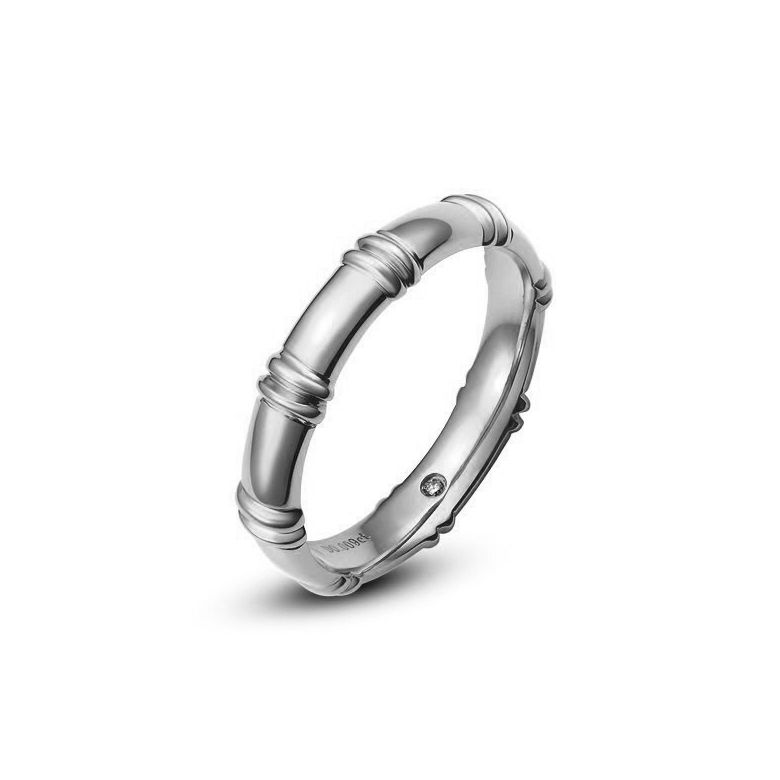 Alliance en or blanc 18 carats - Alliance diamants pour Homme | Bambou - 1