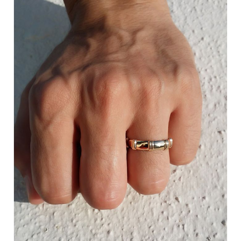 Alliance en or blanc 18 carats - Alliance diamants pour Homme | Bambou - 2