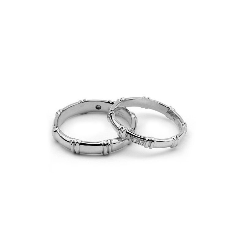 Alliances platine - Alliances diamants pour couple | Bambou platine - 2