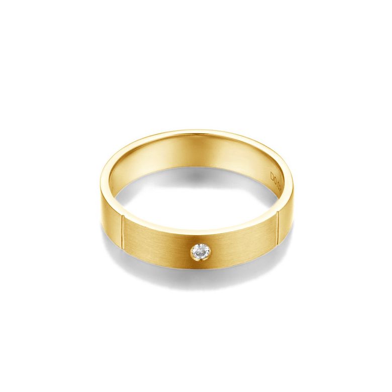 Alliance Mariage Homme Ramon I Or jaune Poli Brossé, Diamant - 3