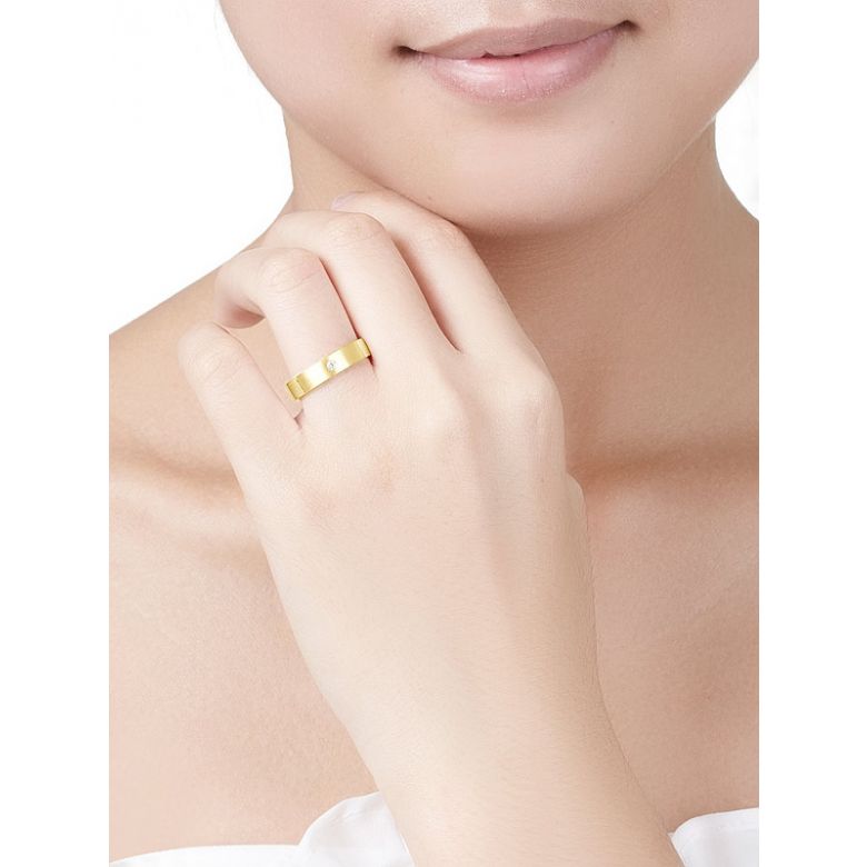 Alliance Mariage Homme Ramon I Or jaune Poli Brossé, Diamant - 5