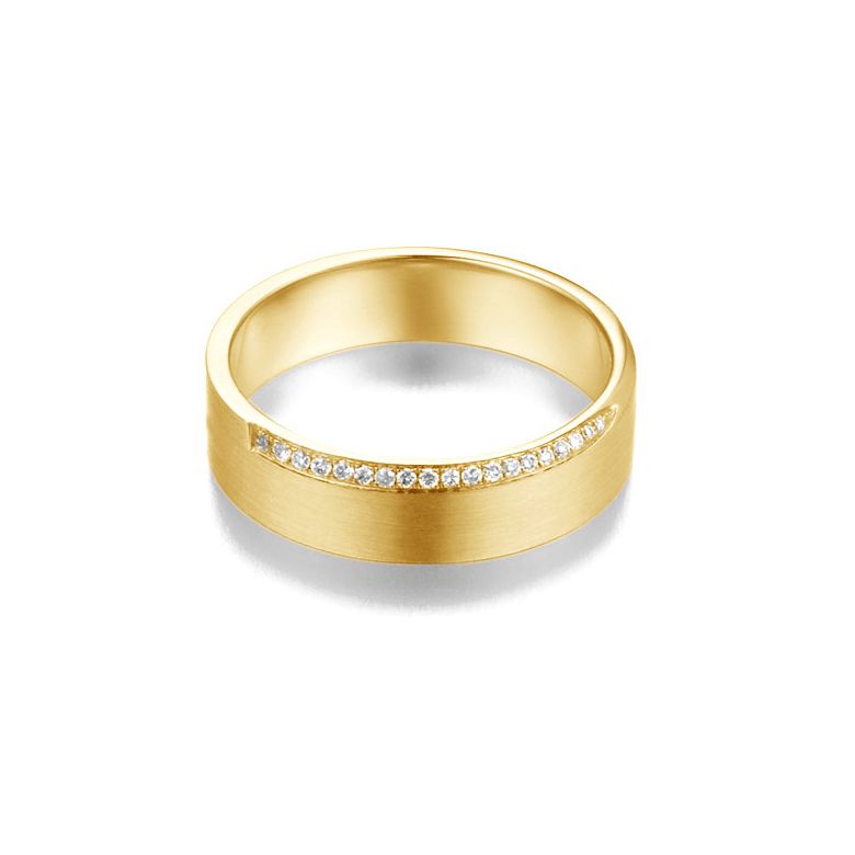 Alliance Prielle - Or Jaune Brossé 18cts pour Femme - Liseré de 19 Diamants | Gemperles - 7