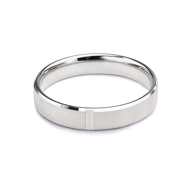Alliance d'exception Homme - Ruban plat brossé et mate - Or blanc | Cynan - 4