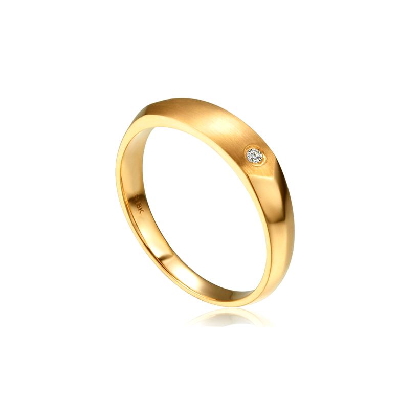 Alliance biseautée homme. Or jaune, diamant serti clos | Karasek - 1