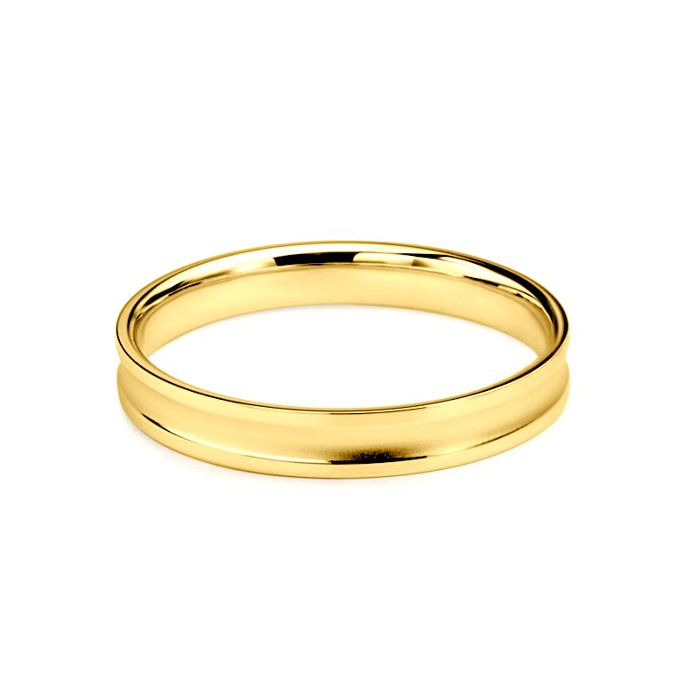 Alliance Homme en or jaune et diamant - Incurvation précieuse - 3
