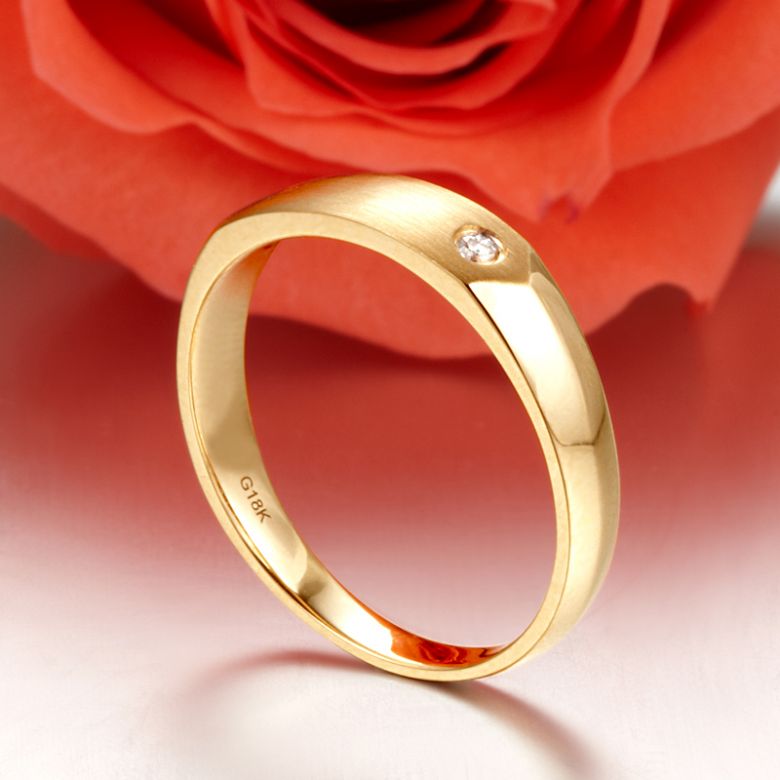 Alliance biseautée homme. Or jaune, diamant serti clos | Karasek - 5