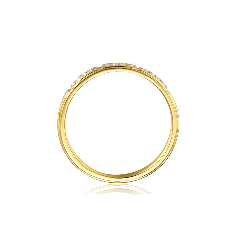 Alliance biseautée femme - Or jaune pavage diamants - 4