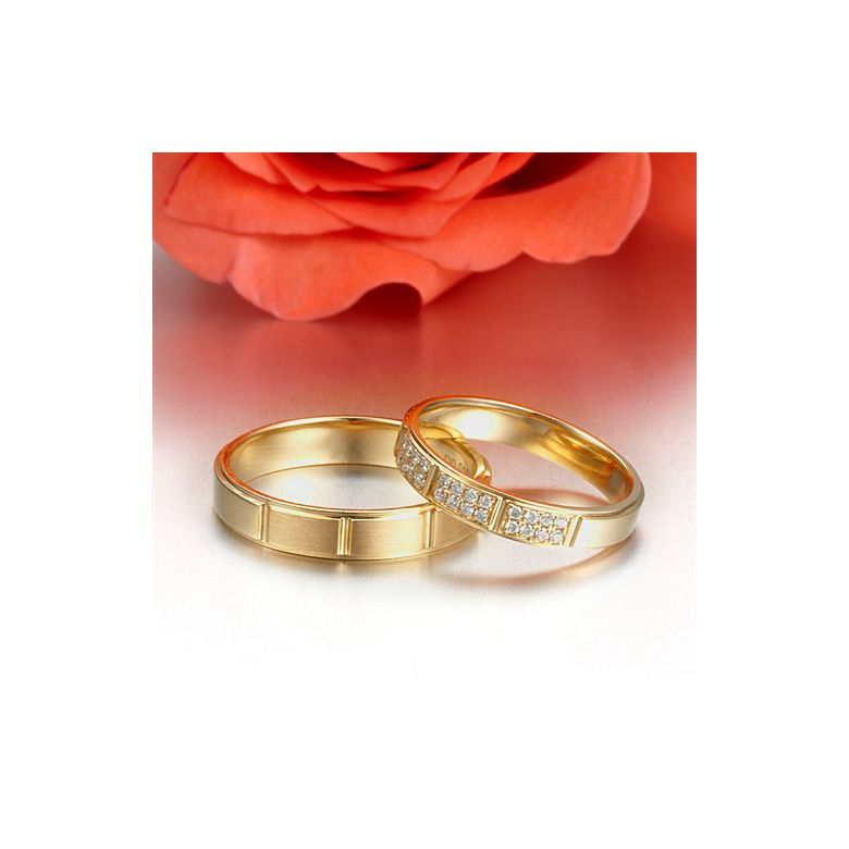 Alliances Couple -  Or Jaune - Diamants - 3