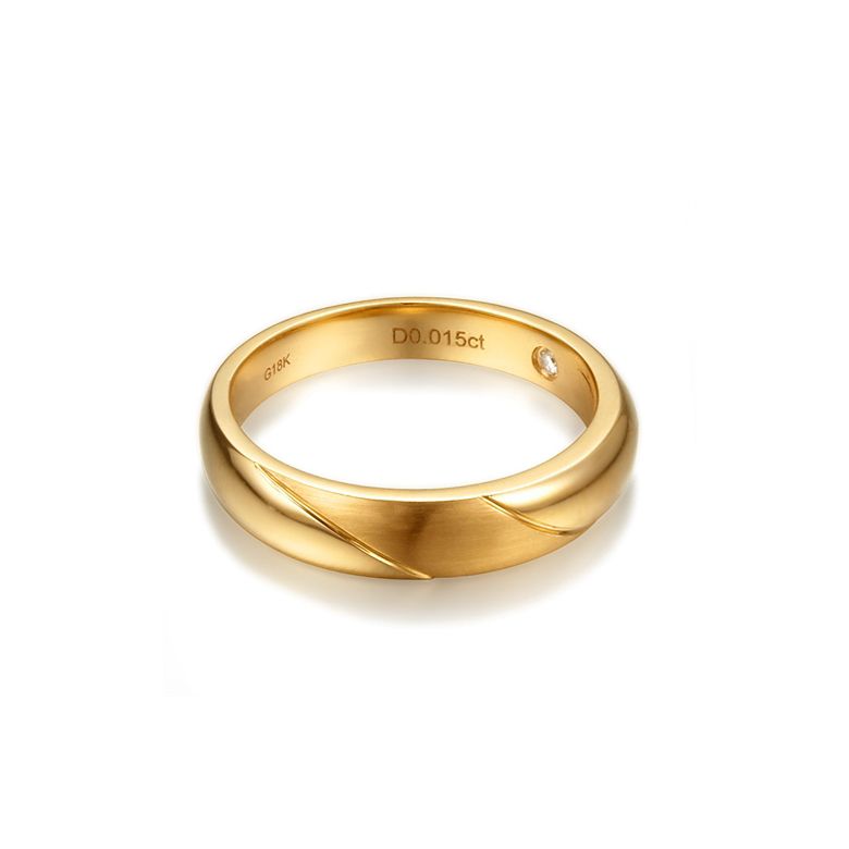Alliance biseautée homme - Or jaune - diamant serti clos | Autour de moi - 3