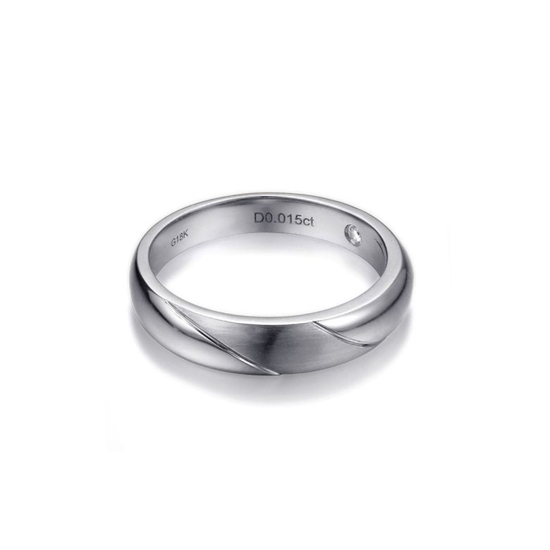 Alliance biseautée homme - Platine - diamant serti clos | Autour de moi - 3