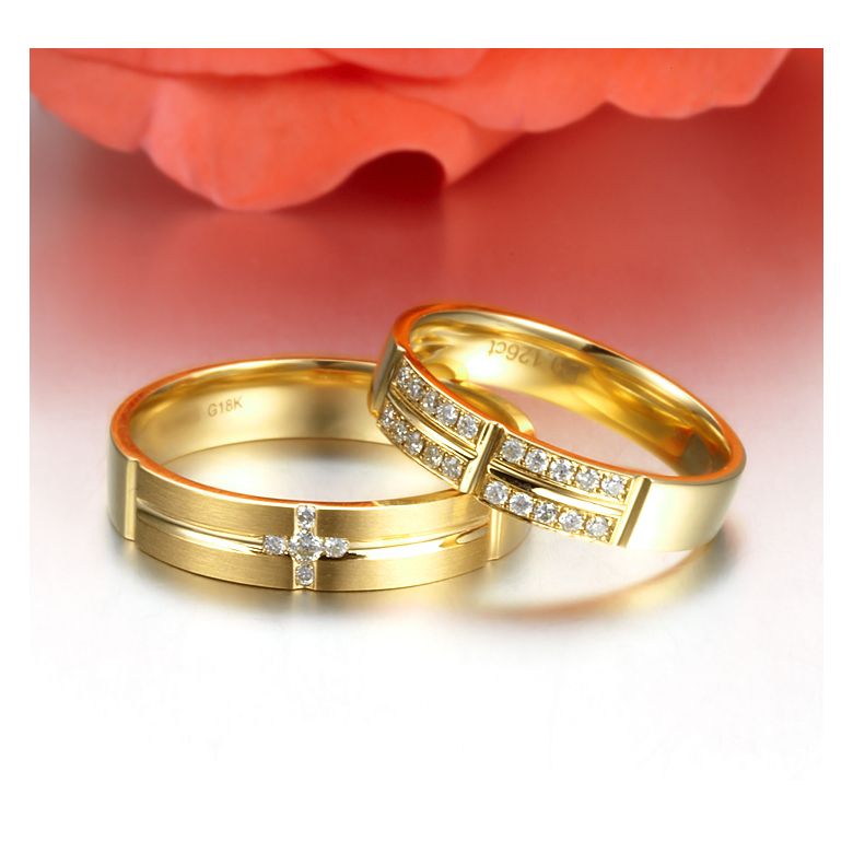 Alliances Couple - Or Jaune - Diamants - 3