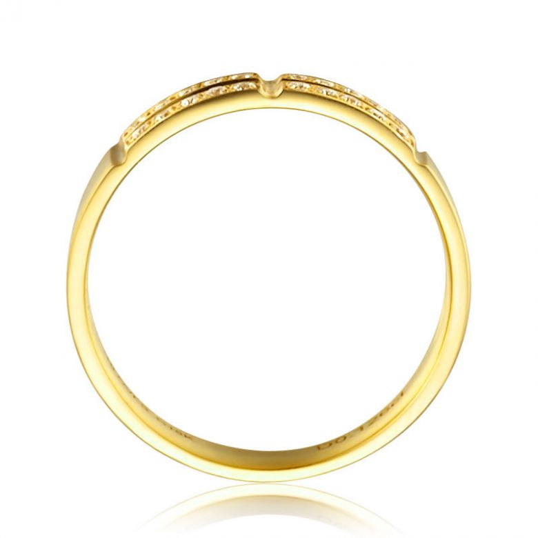Alliance biseautée femme - Or jaune - Pavage Diamants - 8