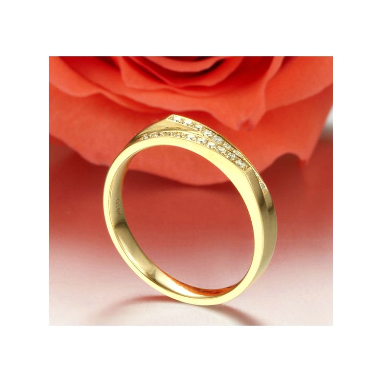 Alliance mariage 2 anneaux en 1. Femme moderne Or jaune - 3