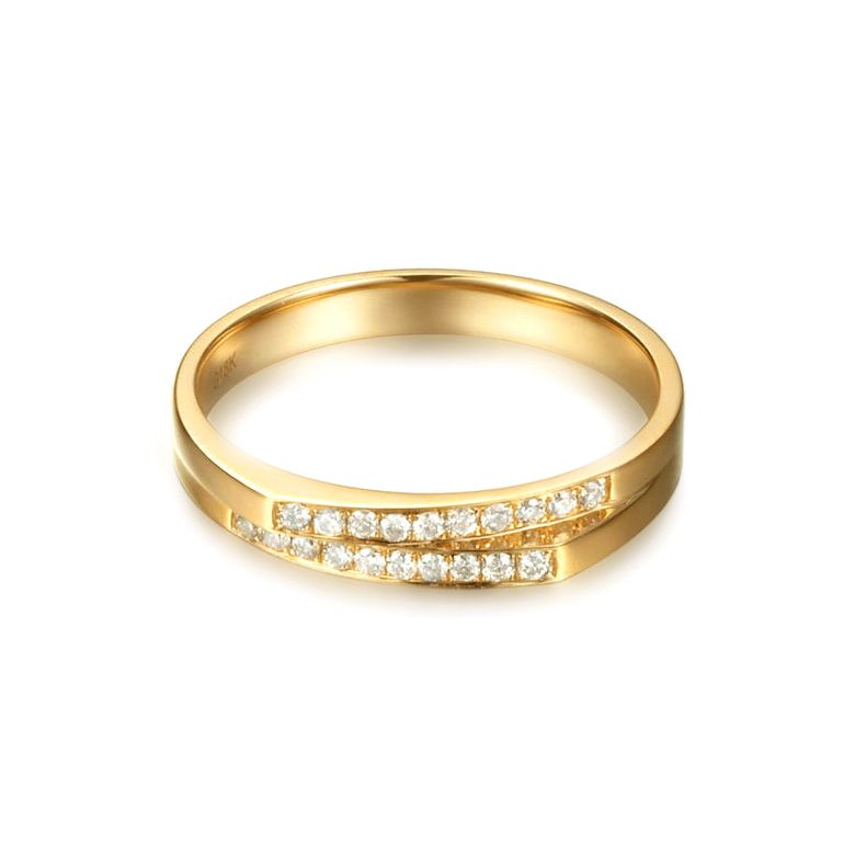 Alliance mariage 2 anneaux en 1. Femme moderne Or jaune - 4