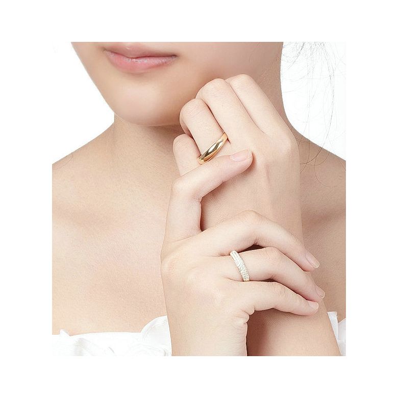 Alliances duo bombées Or jaune 18 carats. Sertissage diamants - 4