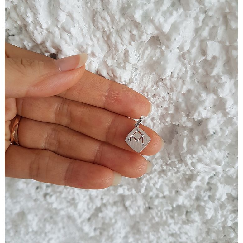 Pendentif constellation zodiacale - Signe de la balance - Or blanc - 3