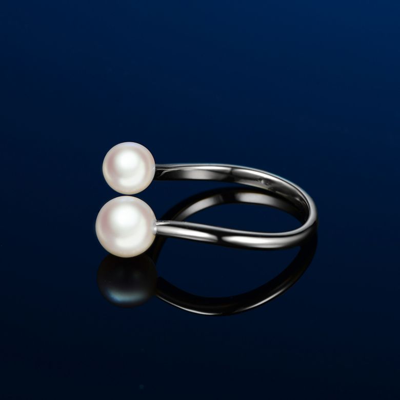Bague perles Akoya Toi et Moi. Or blanc - 4
