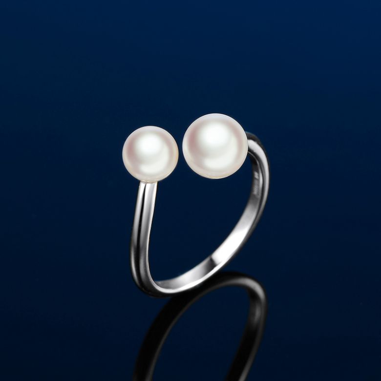 Bague perles Akoya Toi et Moi. Or blanc - 2