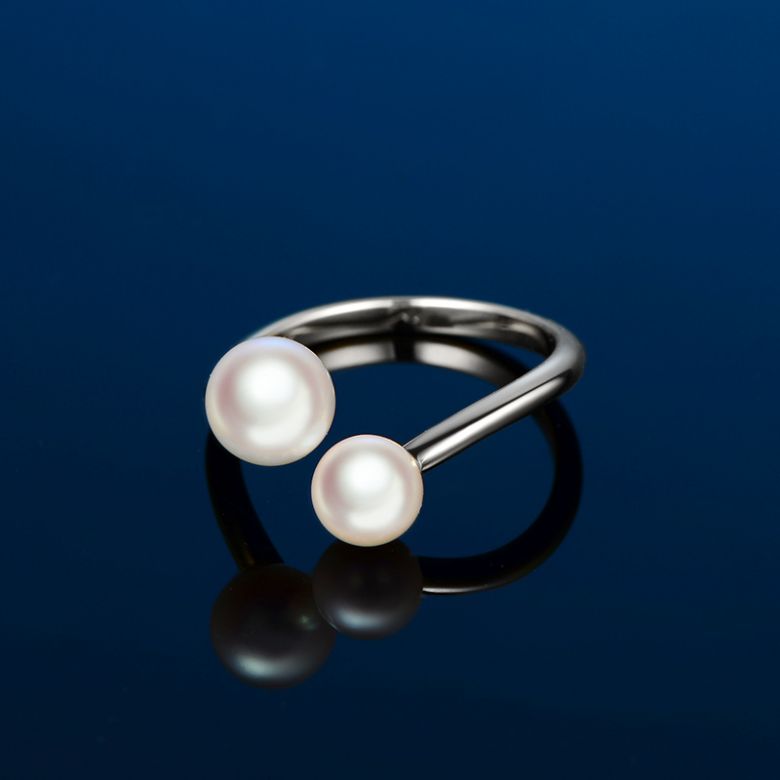Bague perles Akoya Toi et Moi. Or blanc - 3