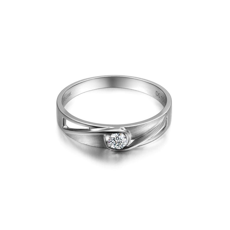 Alliance solitaire ajouré - Alliance Homme diamant platine - 2