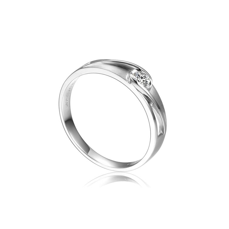 Alliance solitaire ajouré - Alliance Homme diamant or blanc - 1