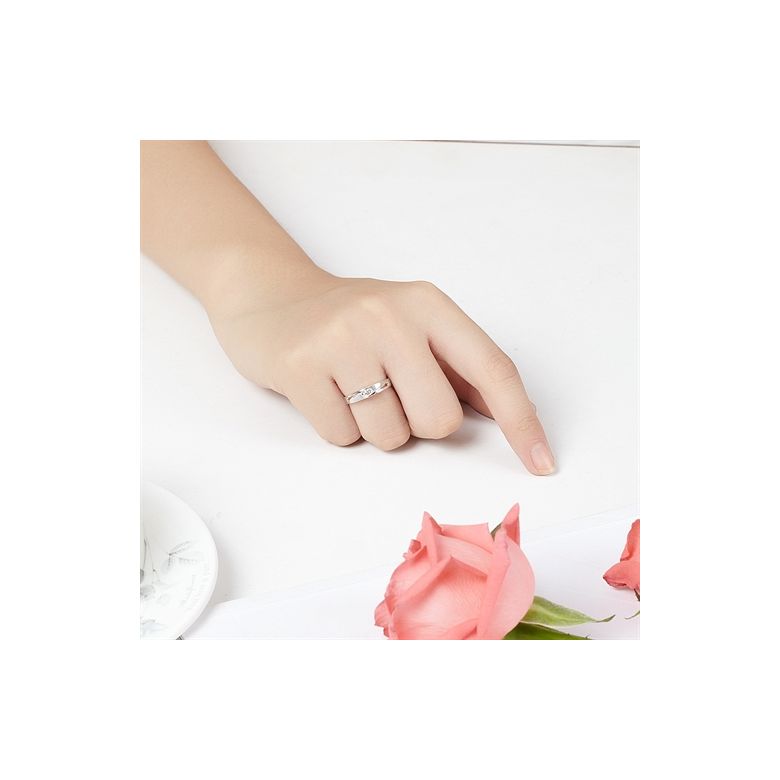 Alliance solitaire ajouré - Alliance Femme diamant or blanc - 2
