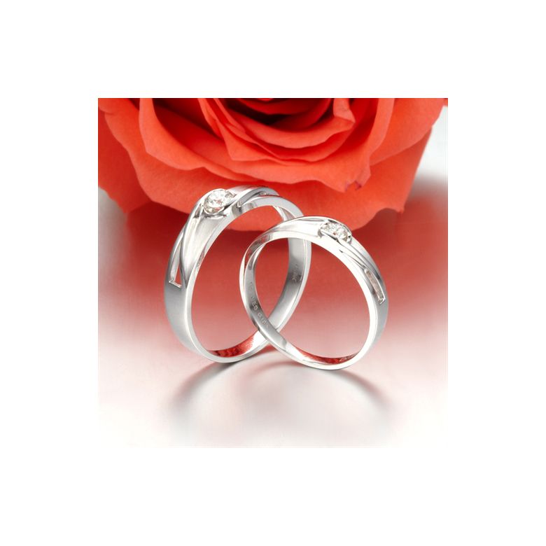 Alliance solitaire ajouré - Alliance Homme diamant or blanc - 5