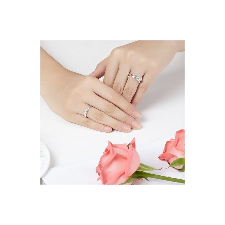 Alliance solitaire ajouré - Alliance Homme diamant or blanc - 4