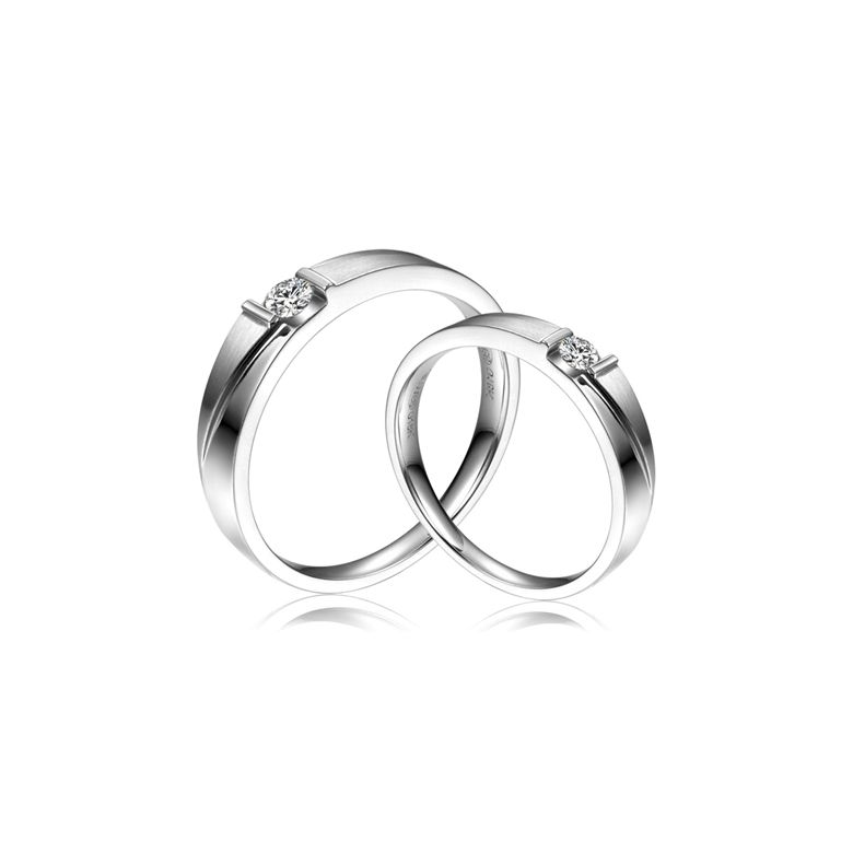 Alliances diamants sertissage demi clos - Métal or blanc 18cts - Duo - 1