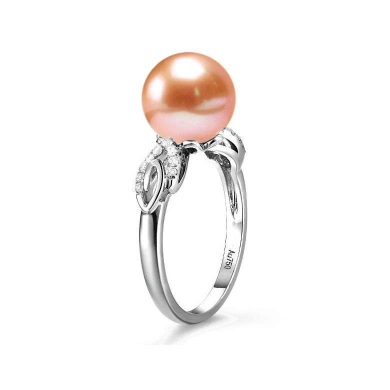 Bague du couple danseur - Perle eau douce - Or blanc 18cts, diamants - 7