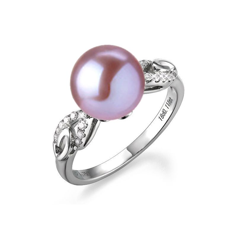 Bague du couple danseur - Perle eau douce - Or blanc 18cts, diamants - 8