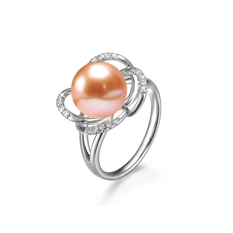 Bague en perle monde floral - Perle de culture or blanc et diamants - 4