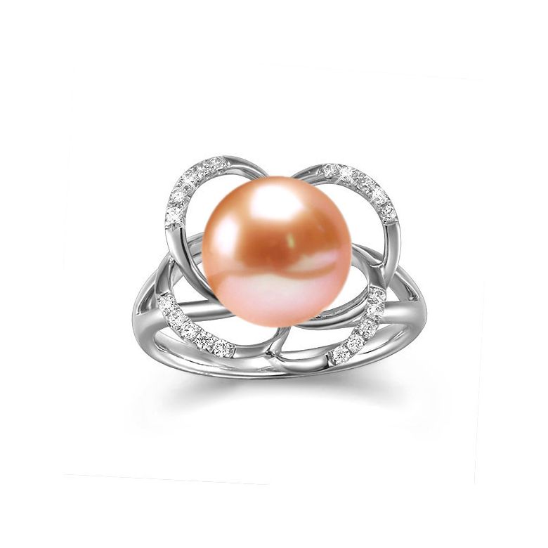 Bague en perle monde floral - Perle de culture or blanc et diamants - 5