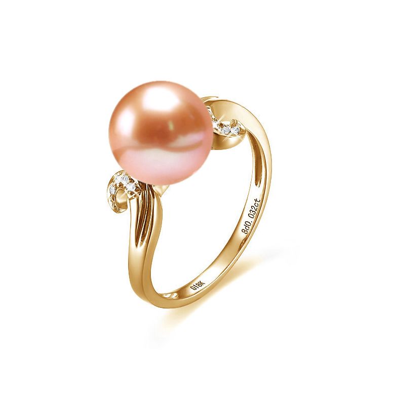 Bague note de musique - Perle de culture blanche, or jaune diamants - 4