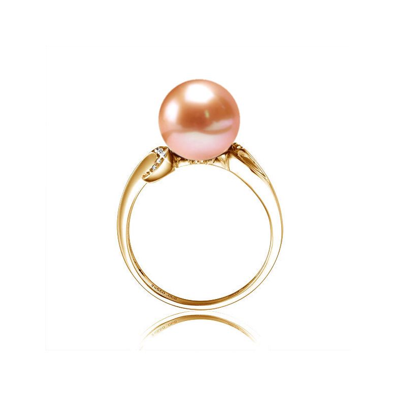 Bague note de musique - Perle de culture blanche, or jaune diamants - 6