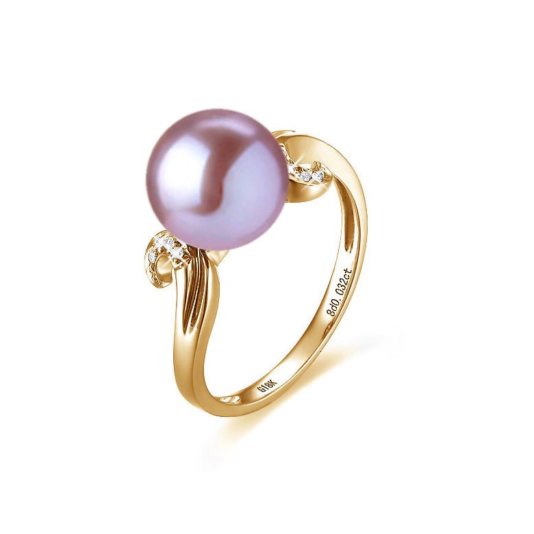 Bague note de musique - Perle de culture blanche, or jaune diamants - 8