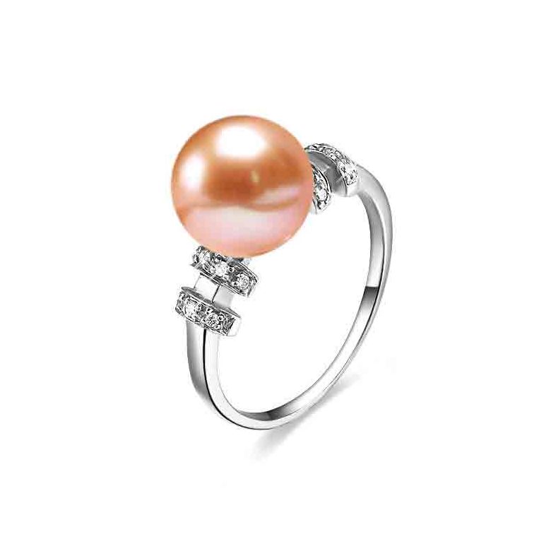 Bague moderne femme en or blanc - Perle eau douce blanche - Diamants - 4