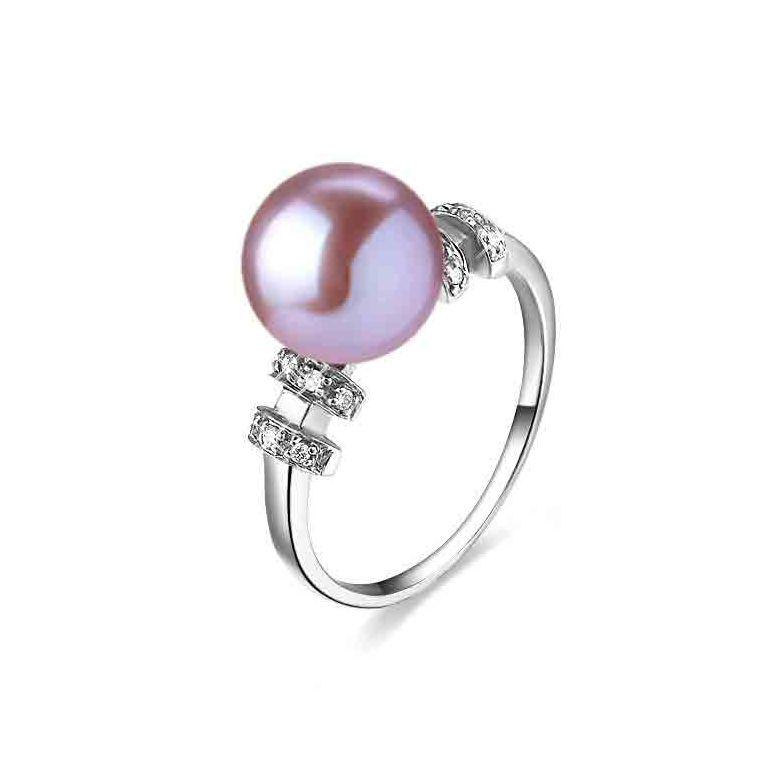 Bague moderne femme en or blanc - Perle eau douce blanche - Diamants - 7