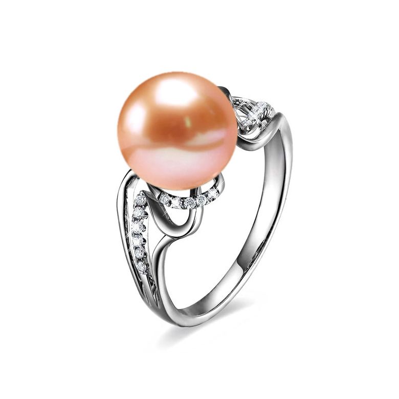 Bague luxe et moderne perle eau douce blanche - Or blanc, diamants - 7