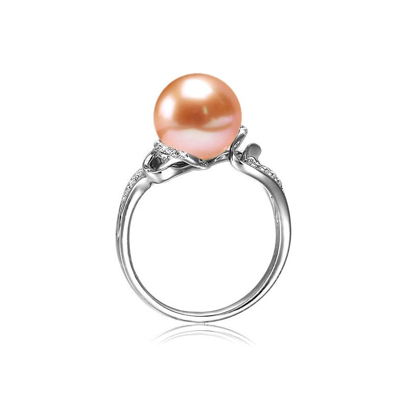 Bague luxe et moderne perle eau douce blanche - Or blanc, diamants - 8