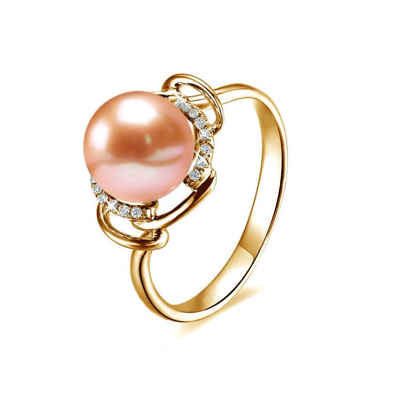 Bague contemporaine perle blanche - Or jaune 750/1000 et diamants - 3
